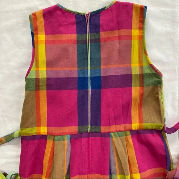 Vintage J.B.S Linen Blend Colorful Midi Dress 14, fits like 10 Pink - Picture 8 of 11